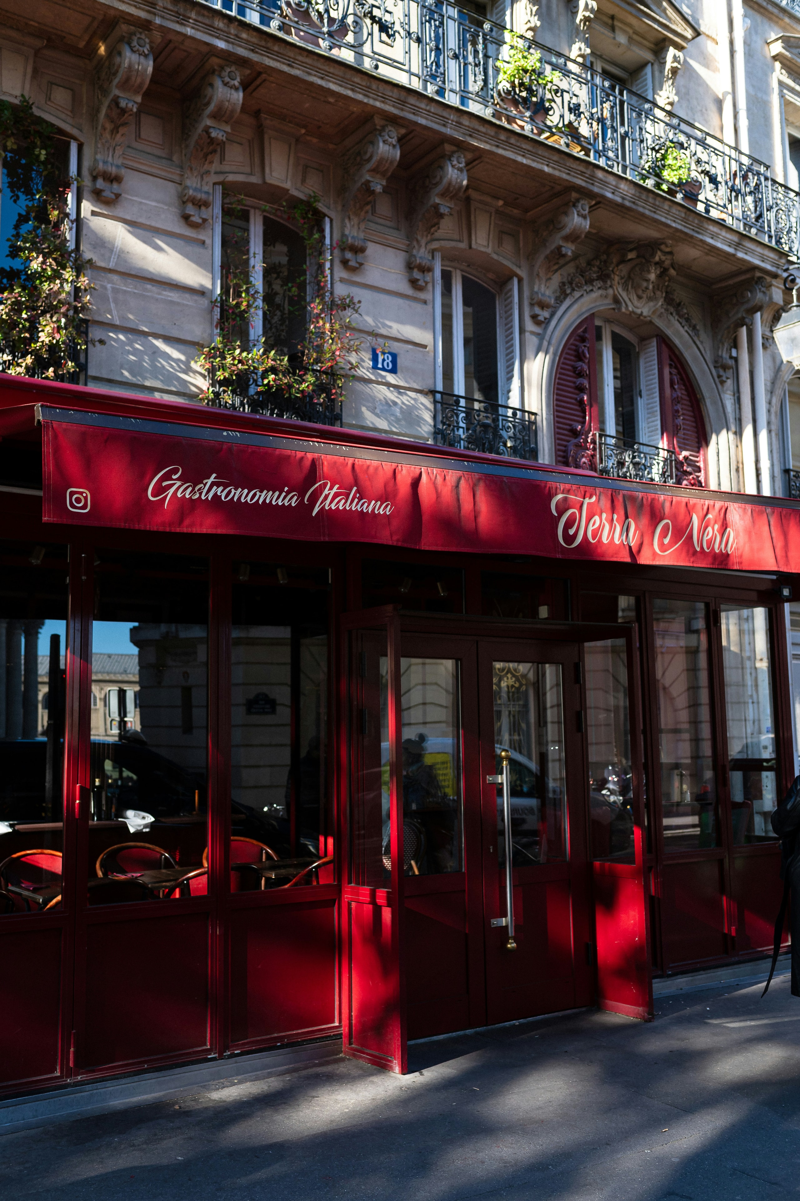 A Paris café terrace in the morning light